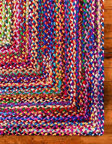Unique Loom Braided Chindi Collection Area Rug - Layer (8' x 11' Rectangle, Multi/ Blue)
