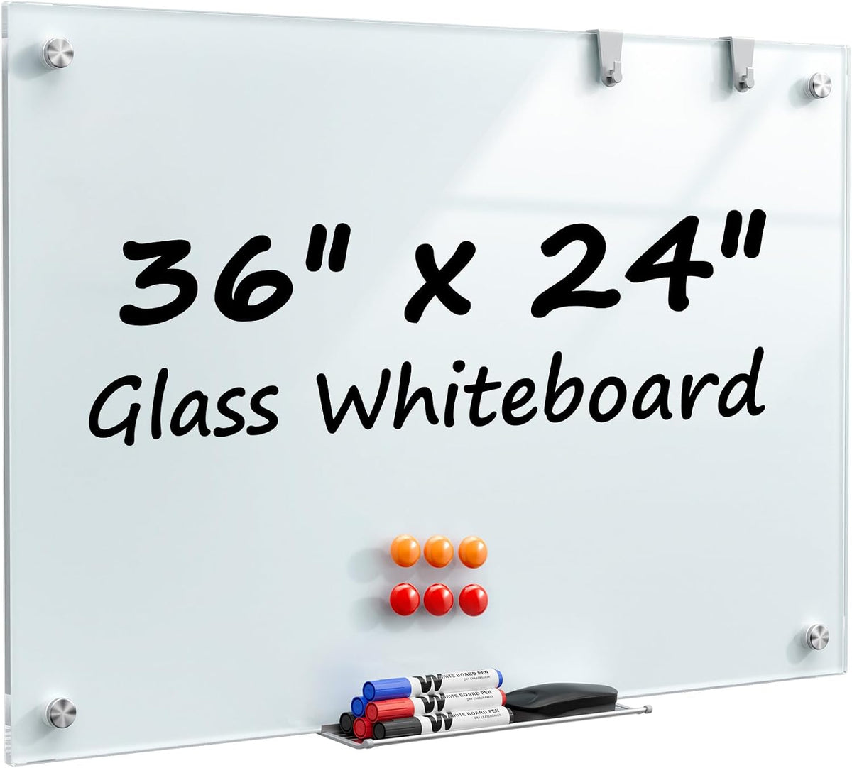 MaxGear Glass Whiteboard Tempered Glass Magnetic Dry Erase Board 36" x 24"