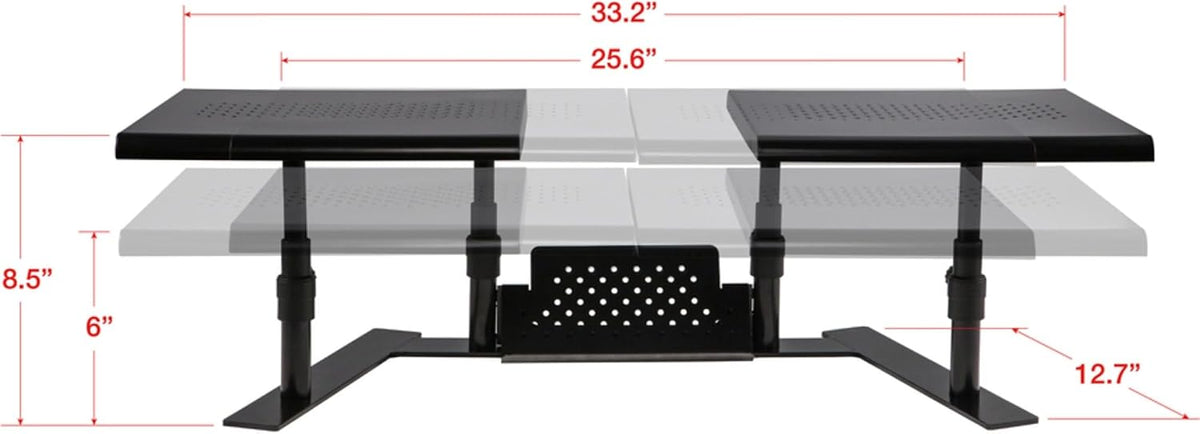 Allsop Metal Art ErgoTwin Height Adjustable Dual Monitor Stand (31883), Black