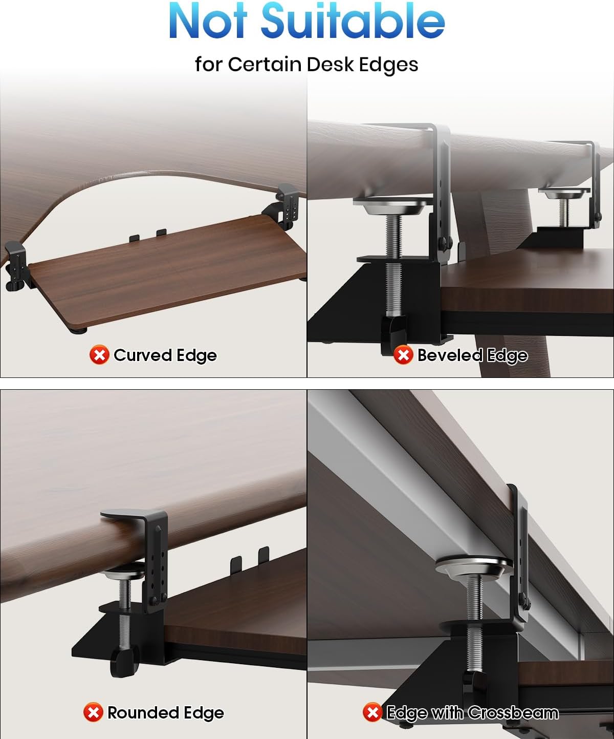 Small Keyboard Tray Under Desk, Pull Out Keyboard & Mouse Tray for Typing