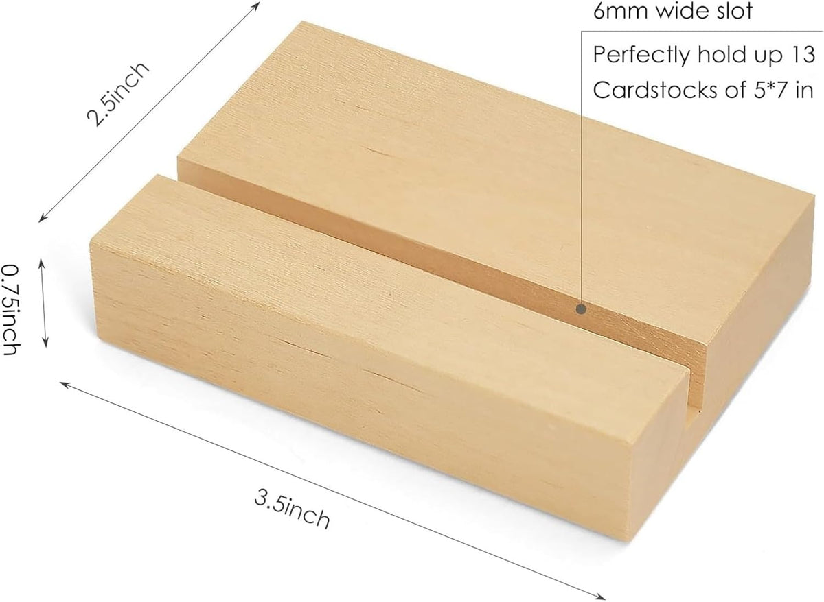 UNIQOOO 3.5" Birch Wood Stand for Monthly Desk Calendar, Wooden Block Base, Cardstock Holder, For Office Home Retail Reception Decor, Photo Display, 10 Pack