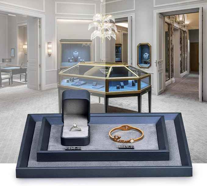 Oirlv Premium Leather Flat Jewelry Tray Jewelry Display Organizer Valet Tray