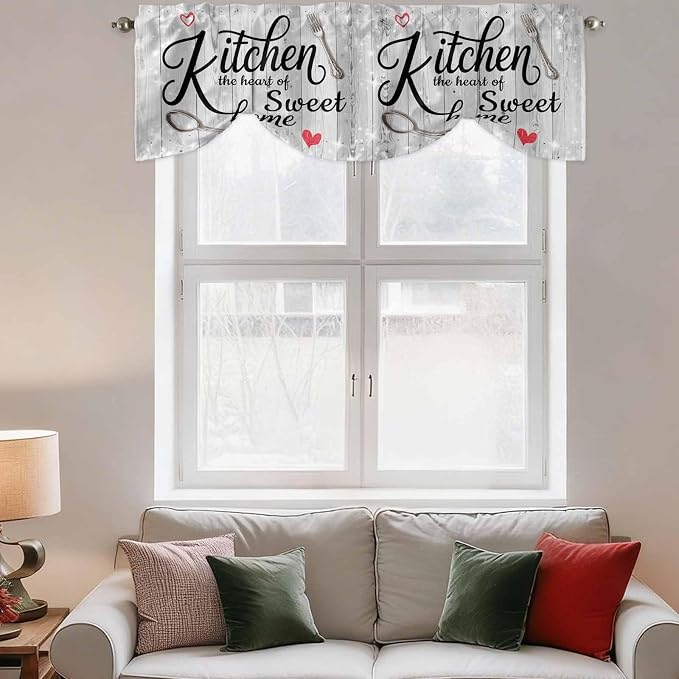 Kitchen Knife Fork Tie Up Valance Curtains