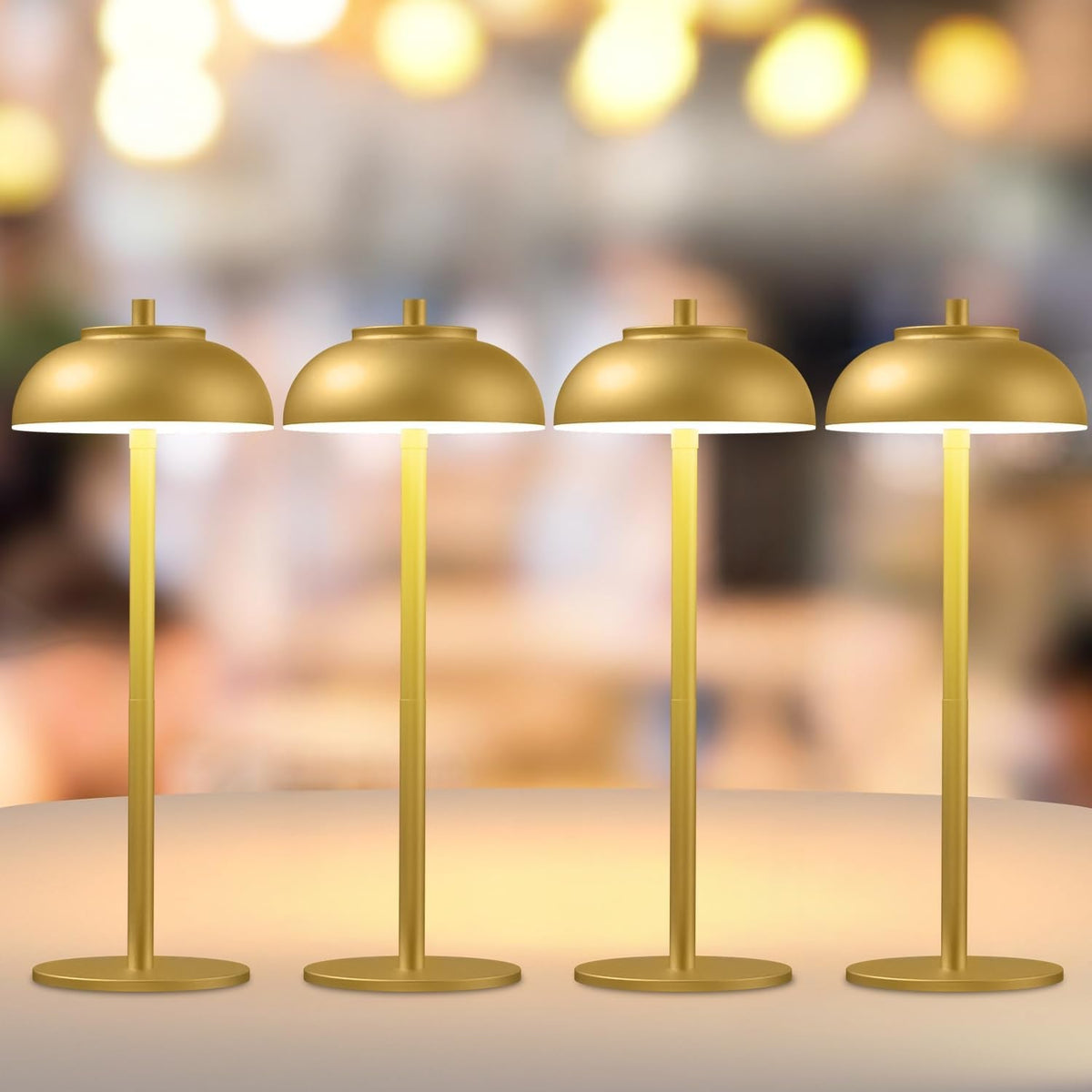 Cordless Table Lamps, Rechargeable LED Touch Lamp, Gold, 4 Pack