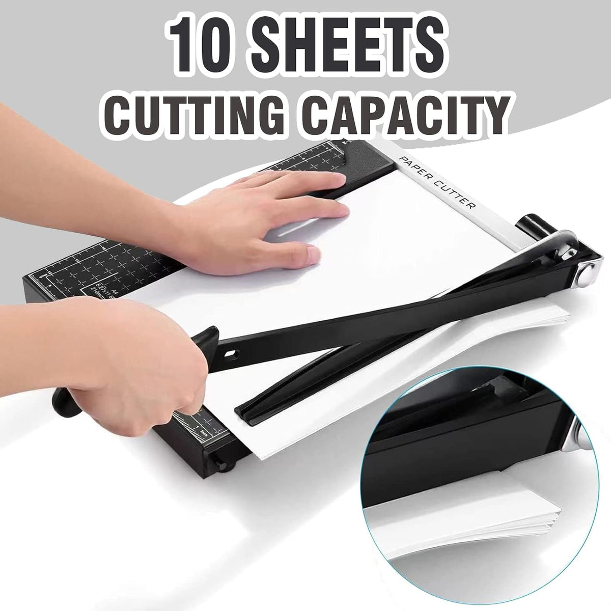 COOCHEER Paper Cutter Professional Photo Cutter Lever Cutter Paper Cutter Scrap Machine Cutter for Photo, Paper, Cardboard, A4, Black