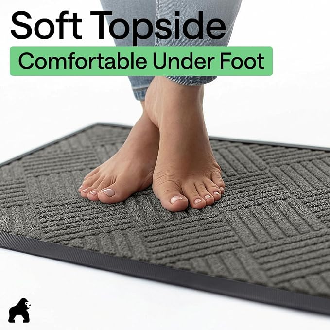 GORILLA GRIP 100% Waterproof All-Season WeatherMAX Doormat, US Designed Natural