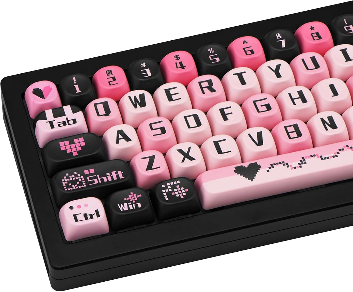 PBT Keycaps Black Pink Love Cute 131 Keys Key Cap for Cherry MX