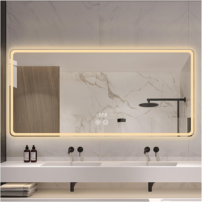 Smart Lighted Bathroom Mirror for Wall，Bathroom Mirror