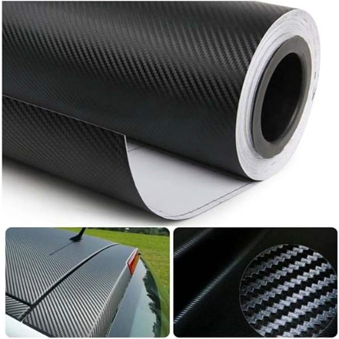 3D Black Carbon Fiber Vinyl Bubble Car Wrap Film Automotive DIY Decals (48" x 60" / 4 FT x 5 FT)