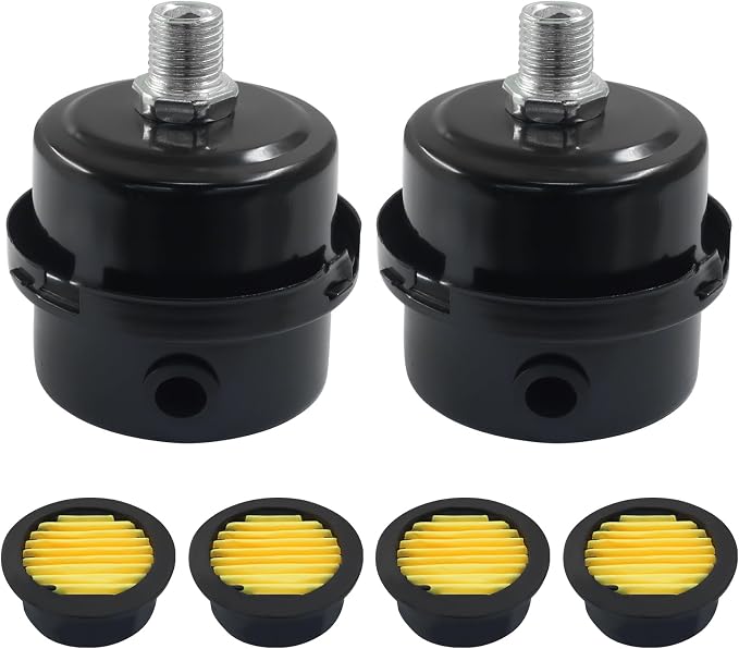2 Pcs Air Compressor Silencer, 1/4 Inch Thread Intake Filter Muffler, 12.5 mm