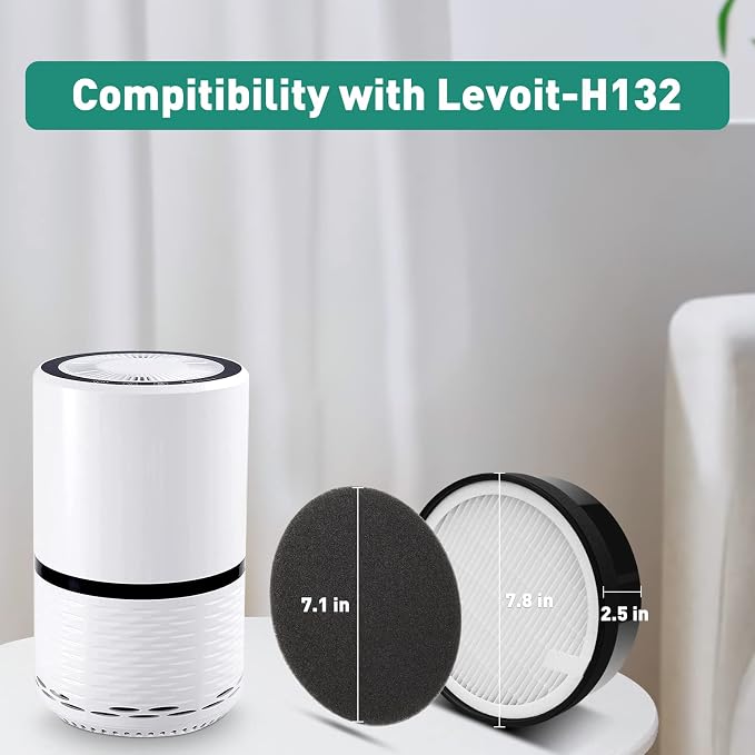 2 Pack LV-H132 Air Purifier Replacement Filter Compatible