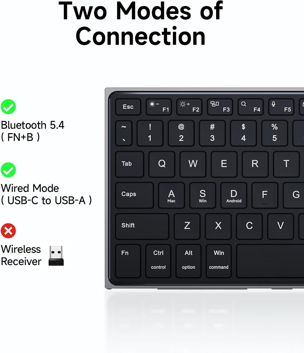 CZUR K5S Bluetooth Keyboard with Touchpad, Wireless & Wired Keyboard