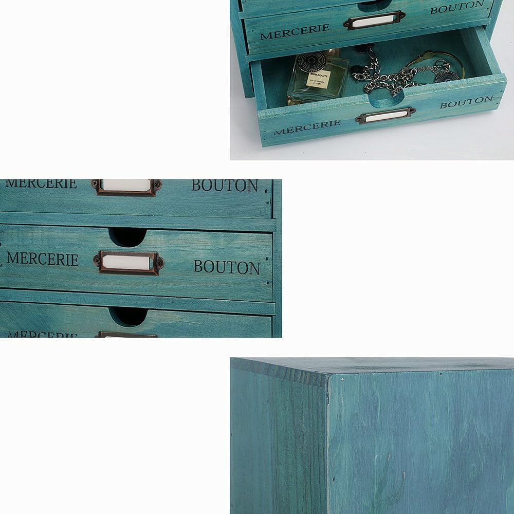Small Wooden Drawers Wooden Box with Drawer Blue