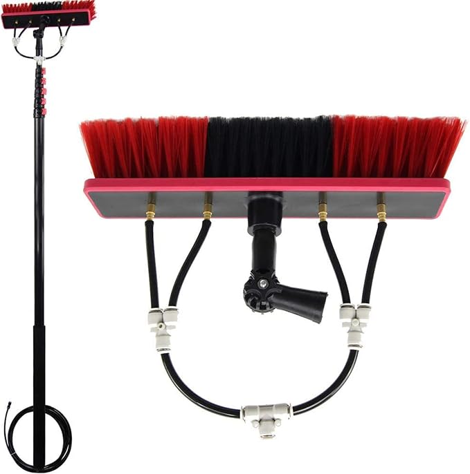 Spray Bar Kit Window Cleaning Brush, Outdoor Window Glass Solar Panel Cleaning