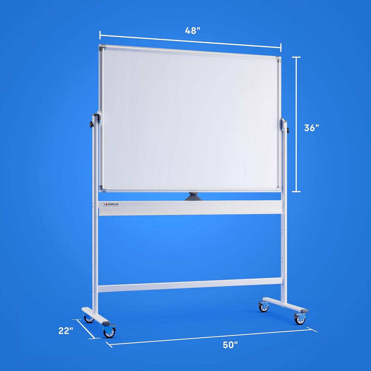 Kamelleo Rolling Whiteboard on Wheels 48" x 36", Double Sided White Board