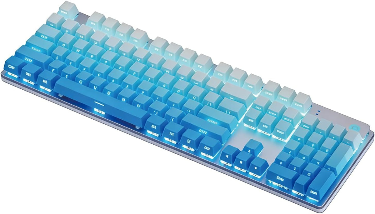 HP GK400F Mechanical Gaming Keyboard, 104 Keys Wired Keyboard with Brown Switches, Mixed Lighting, Double-Shot ABS Keycaps, for Desktop and Laptop (Glacier Blue)