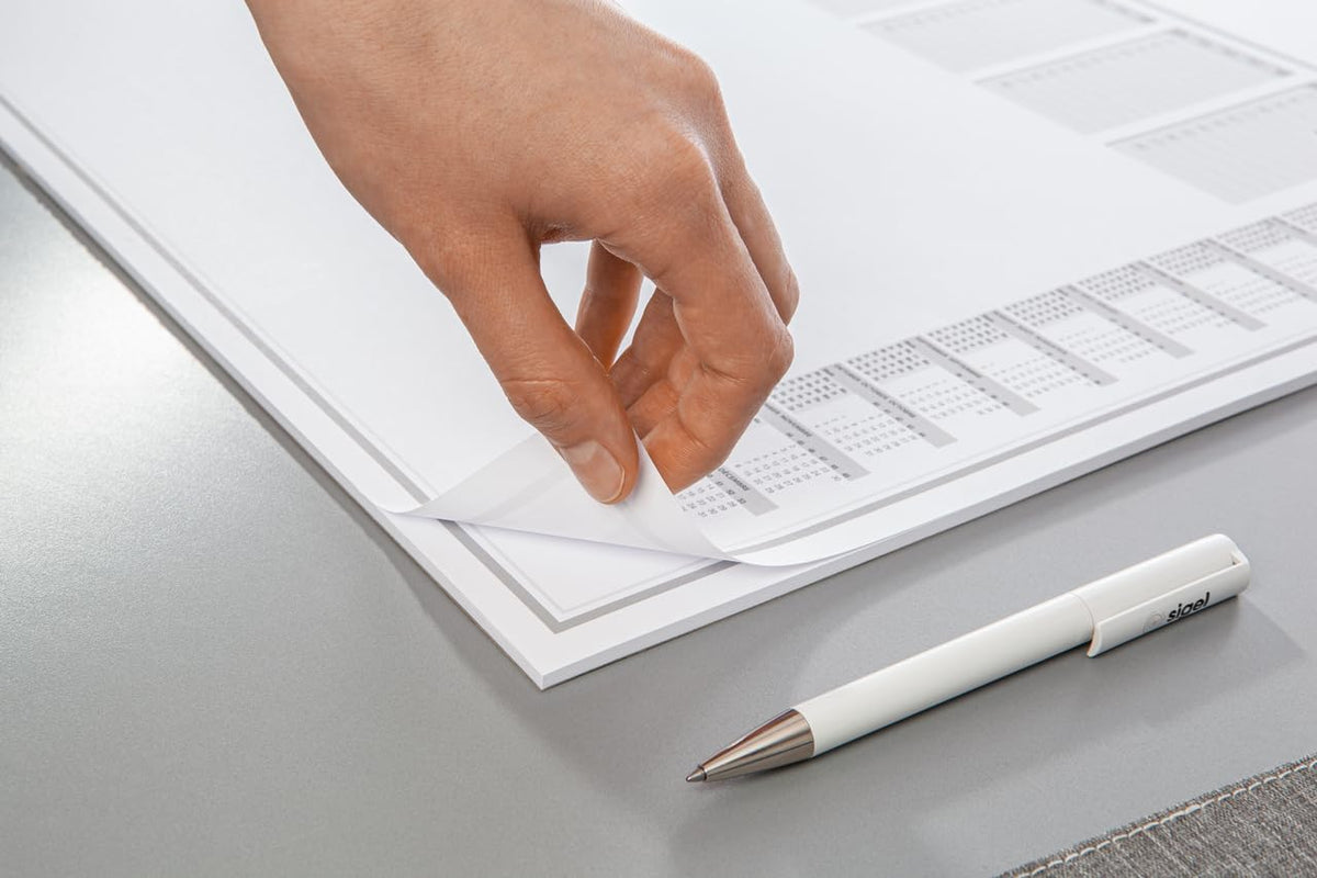 SIGEL H6506 Paper desk pad- weekly planner - grey - A3-2026/2027 - DE/EN/FR/NL - 30 sheets - FSC-certified
