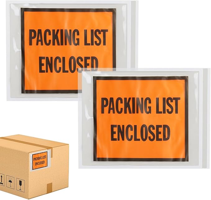 Packing List Enclosed Shipping Envelope 7"x5.5" Full Face Pouches Adhesive Bags 1000 Pack