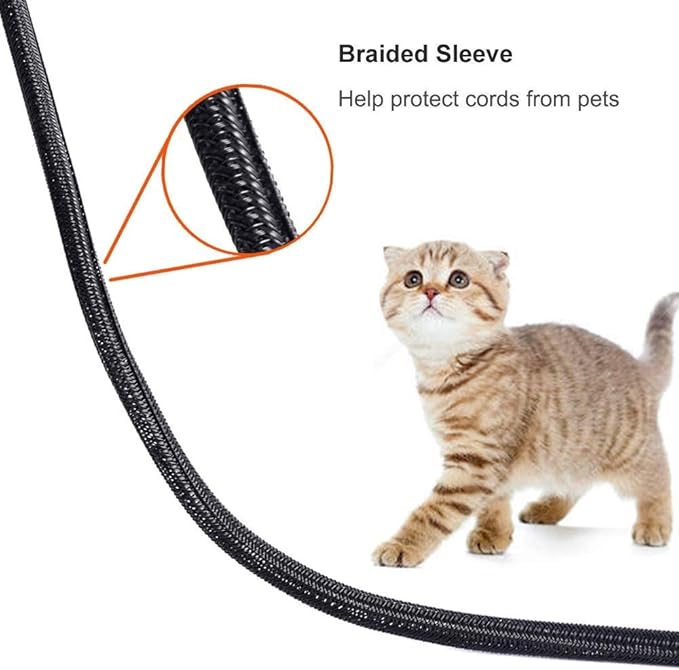 ZhiYo 20ft - 1/2 inch Cable Sleeve, Cord Wrap Wire Protector Tubing for Pets, PC Cable Wrap, Computer Cable Management Sleeve - Black
