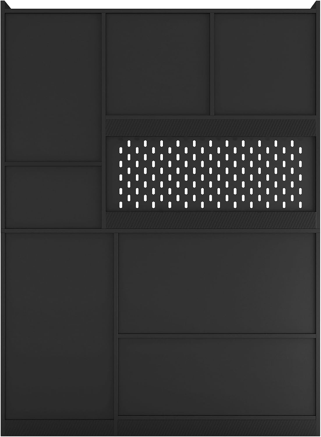 Mid-Century Office Corner Computer Desk with Bookshelf and LED, Black