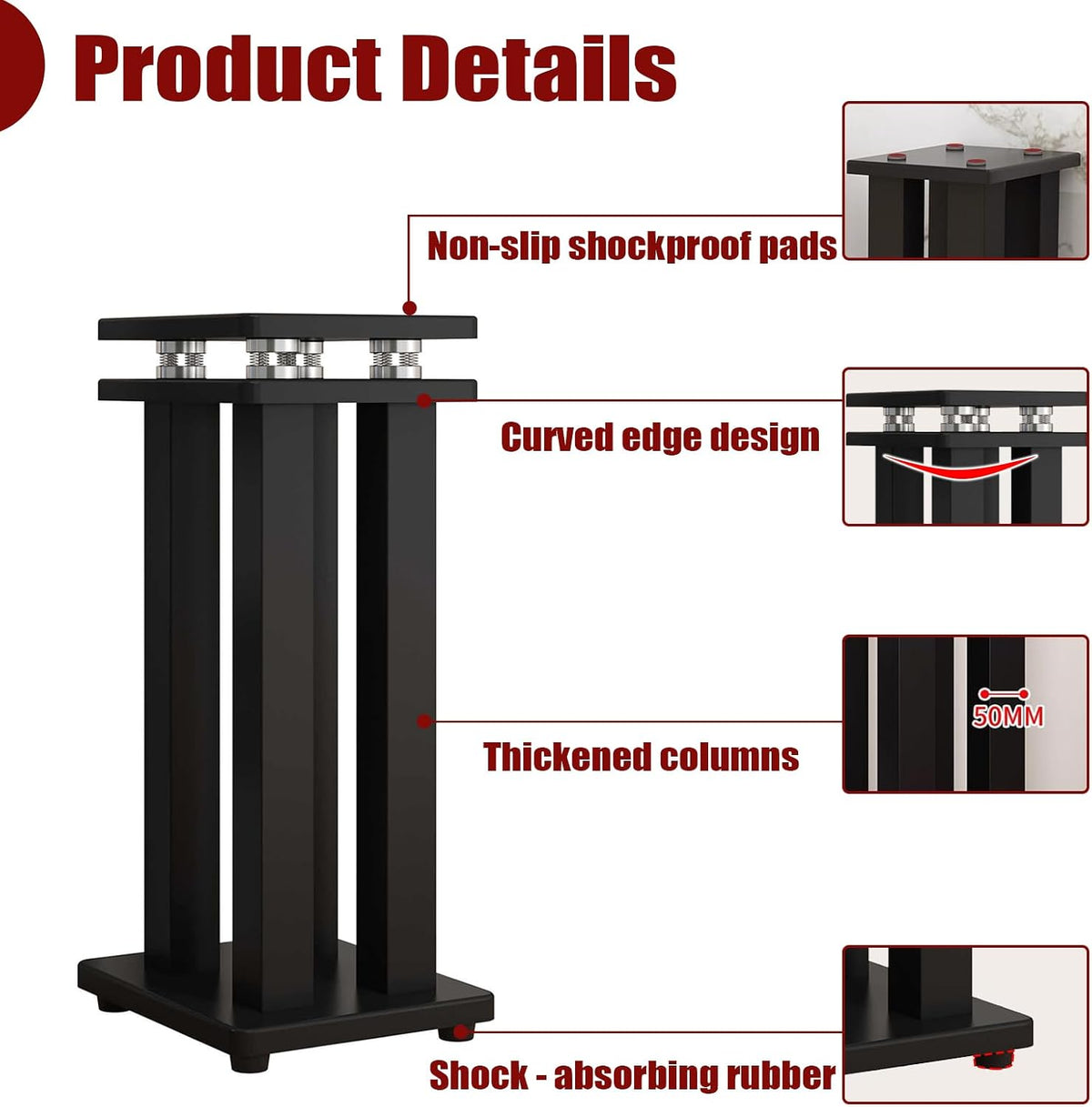 29 Inch Spring Isolation Speaker Stands, Heavy Duty 110lbs Pair