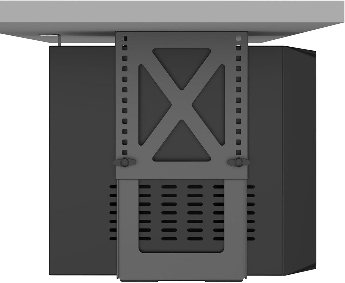 Under Desk PC Mount, Adjustable 5.6-11.2in, 33lb Steel, Ventilated