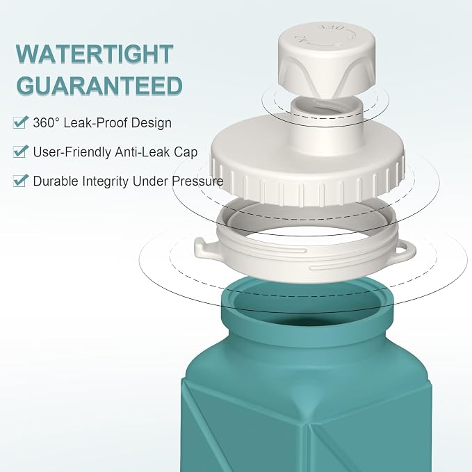 BEAUTAIL Collapsible Water Bottles 21oz/610mL, Silicone Travel Water Bottle |