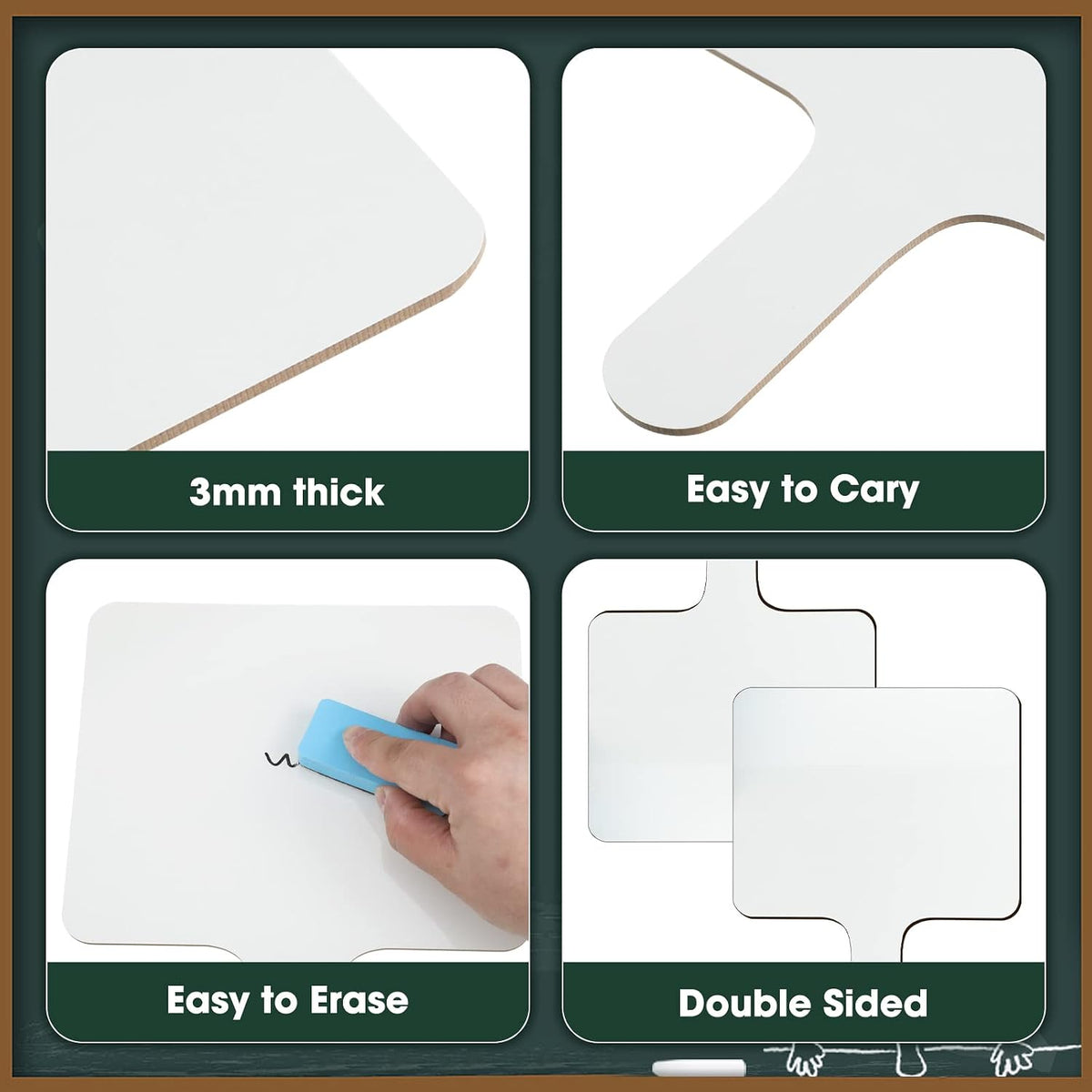 Jutom 64 Pcs / 32 Pack Small 2-Sided Dry Erase Boards, Square