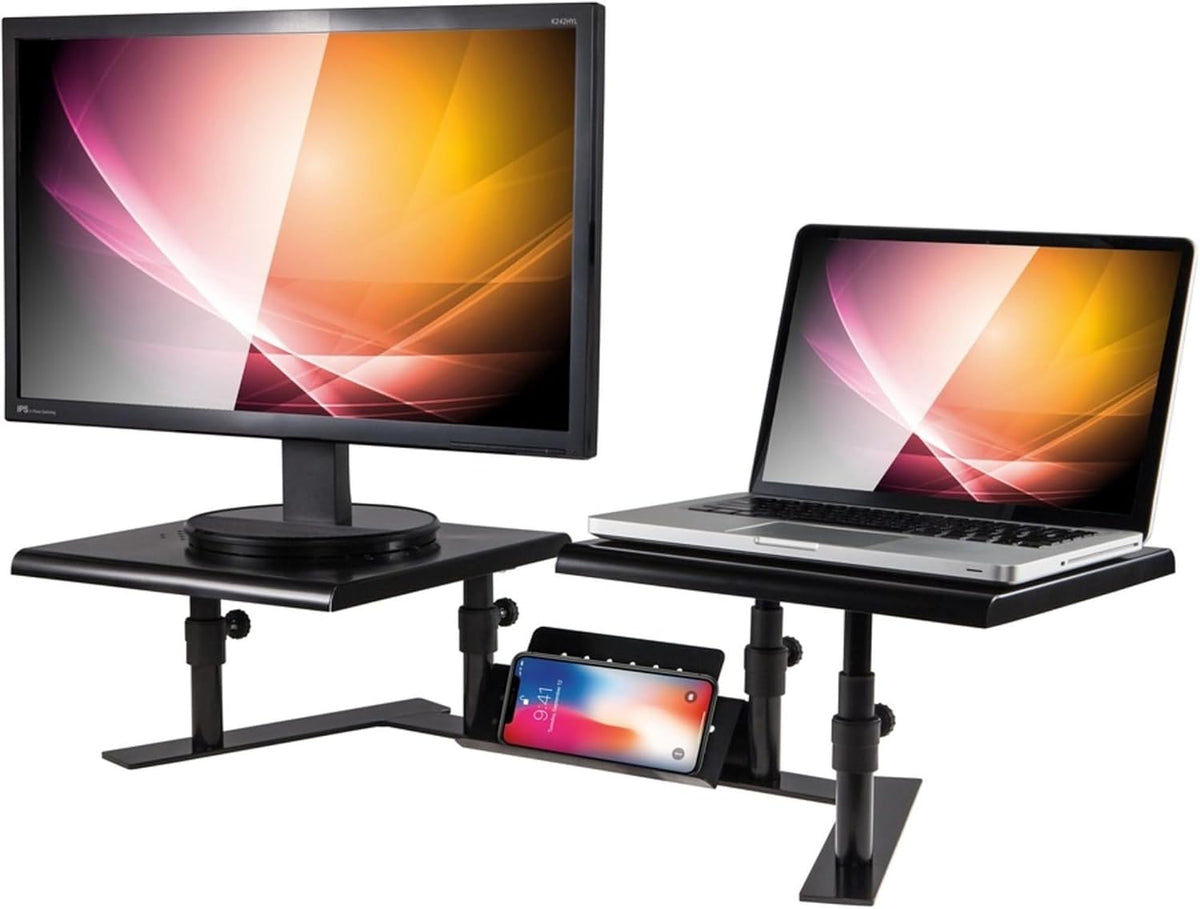 Allsop Metal Art ErgoTwin Height Adjustable Dual Monitor Stand (31883), Black