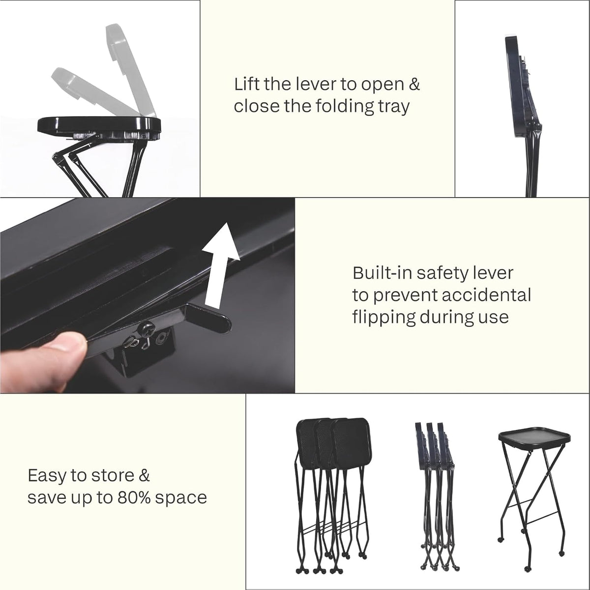 Berkeley Caleb Fold-A-Way Service Tray - Black for Desk Tasks, Workstation, Tool Organizer, Garage Work