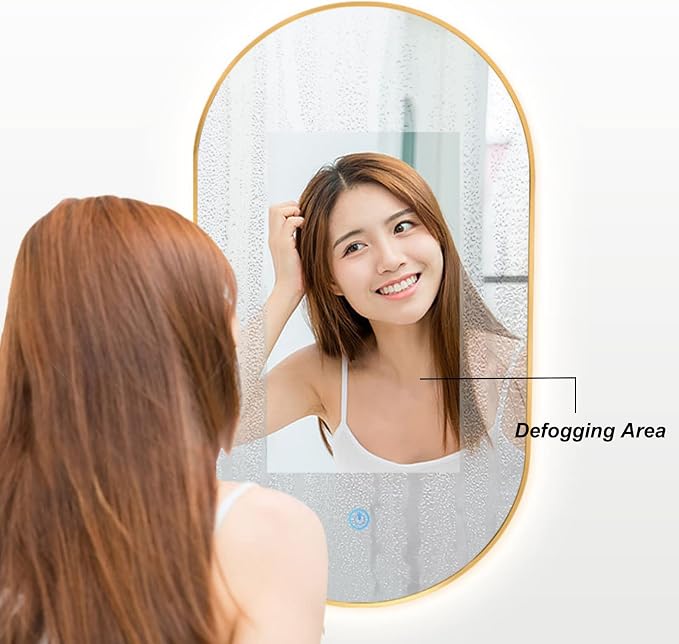 Oval LED Illuminated Bathroom Mirror, Wall-mounted Vanity Makeup Mirror