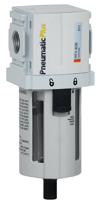 PneumaticPlus PPF3-N02B Compressed Air Particulate Filter, 1/4" NPT, 5 Micron
