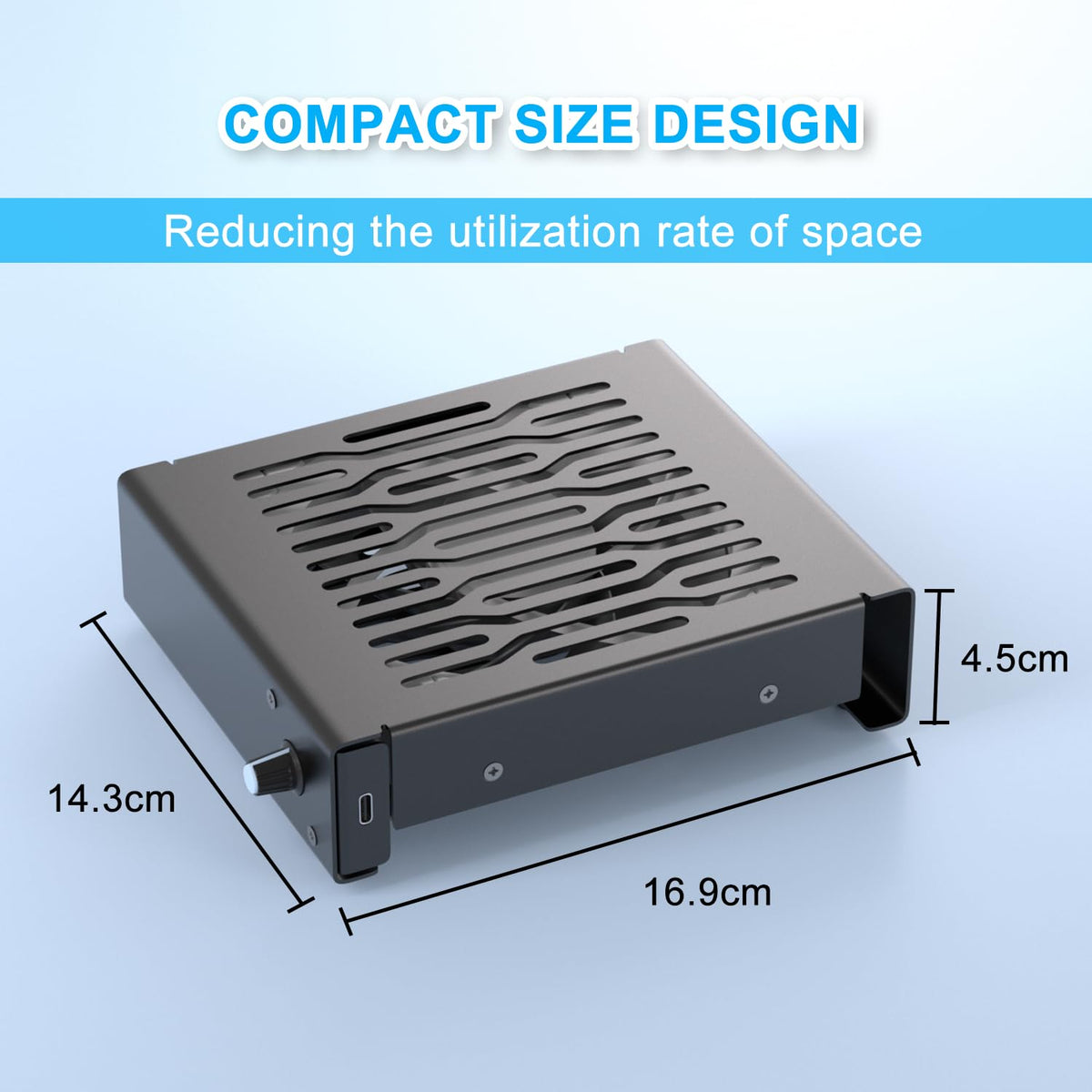 Quiet 120mm USB Fan, Aluminum Stand with Cooling Fan, Compatible with Mac mini - Desktop Organizer for Router, TV Box, Mini PC, Switch- Heat Dissipation Design for Home/Office Use (TF-120)