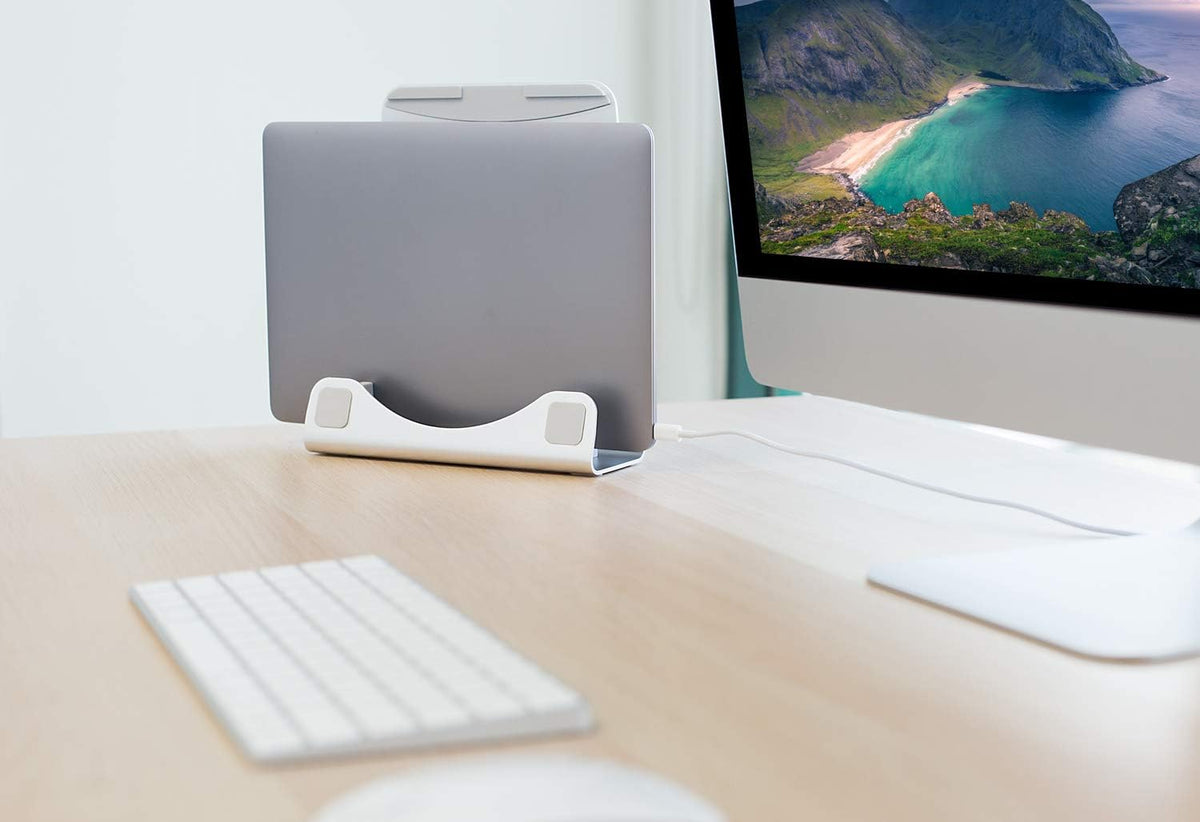 Mount-It! Vertical Laptop Holder for Desk, 2-in-1 Aluminum Laptop Stand