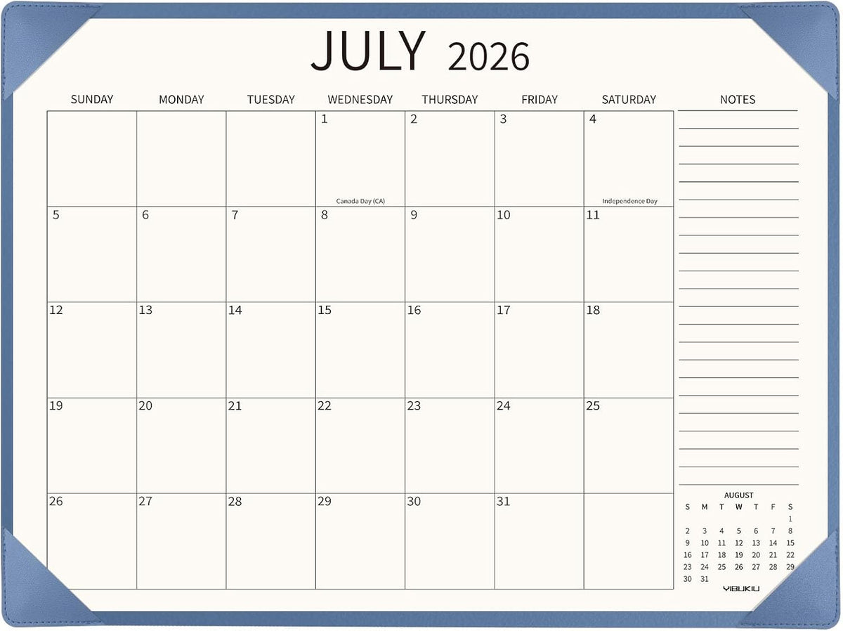 Desk Calendar 2026 Large 22x17, July 2026 to December 2027,18 Months Big Desk Pad Calendar with Desktop Mat for Home Office School Planning, Blue