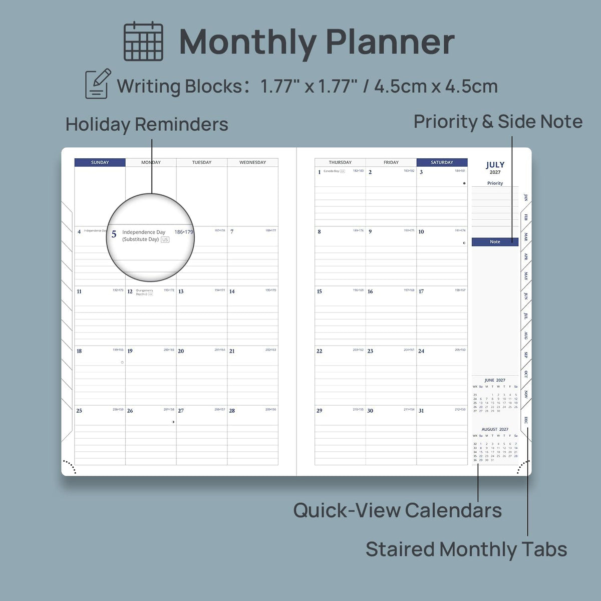 POPRUN Daily Planner 2027 One Page Per Day, 8.5"×12" Large Calendar Book