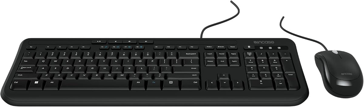 Incase Wired Desktop 600 Keyboard & Mouse Combo – Designed by Microsoft – Four Hot Keys, Spill-Resistant Keyboard, Quiet-Touch Keys, Optical Mouse, Left/Right Mouse with 800 DPI Sensor – Black