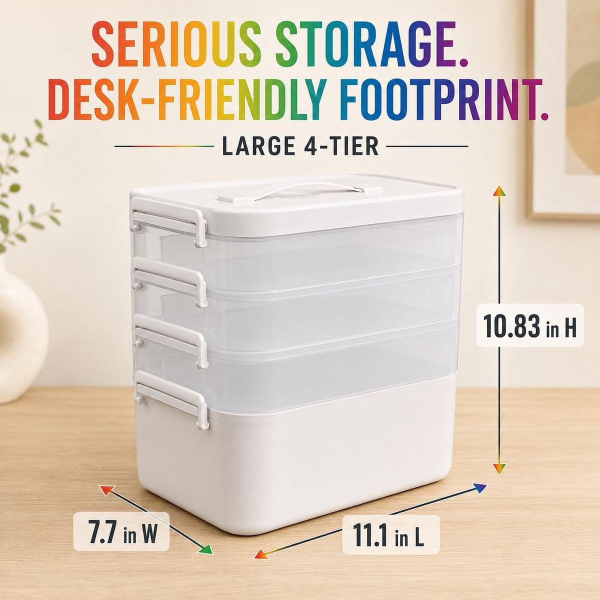 16 QT Art Supply Storage Organizer, 4-Tier with Removable Trays