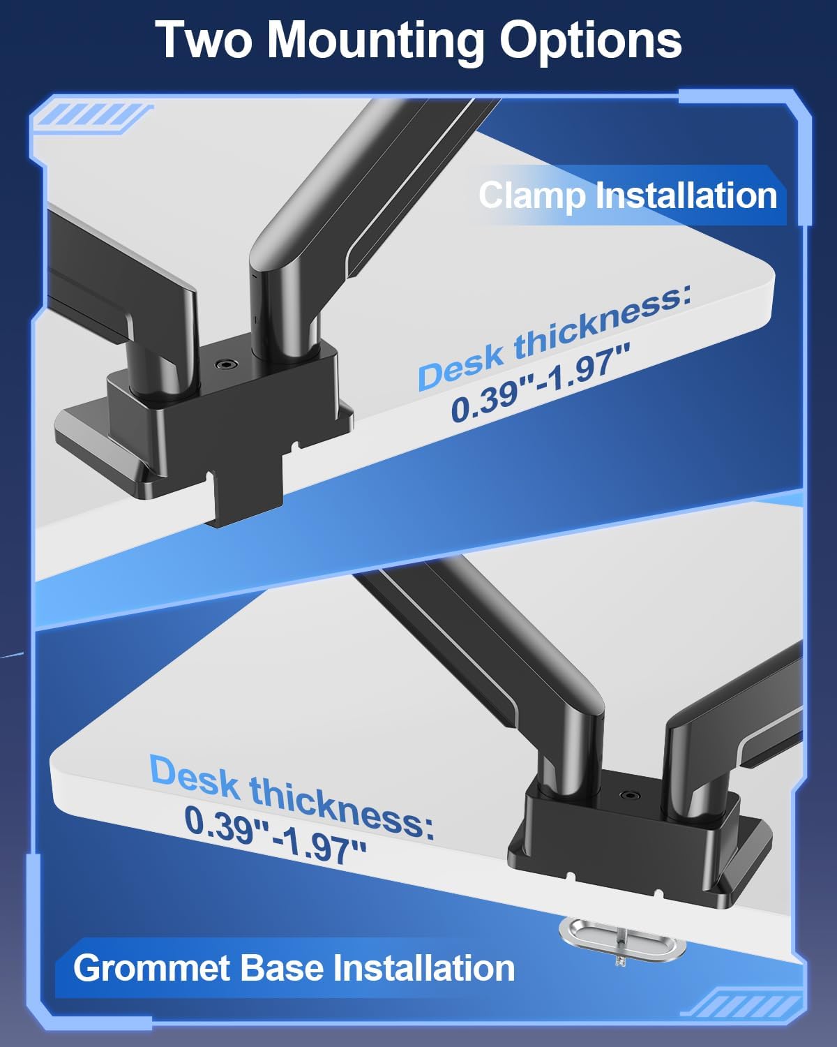 MOUNT PRO Dual Monitor Stand for Up to 44 lbs Ultrawide Screens Max 49 Inch, Heavy Duty Monitor Arm for 2 Monitors, Premium Full Motion Double Computer Desk Mount, VESA Mount 75x75/100x100mm