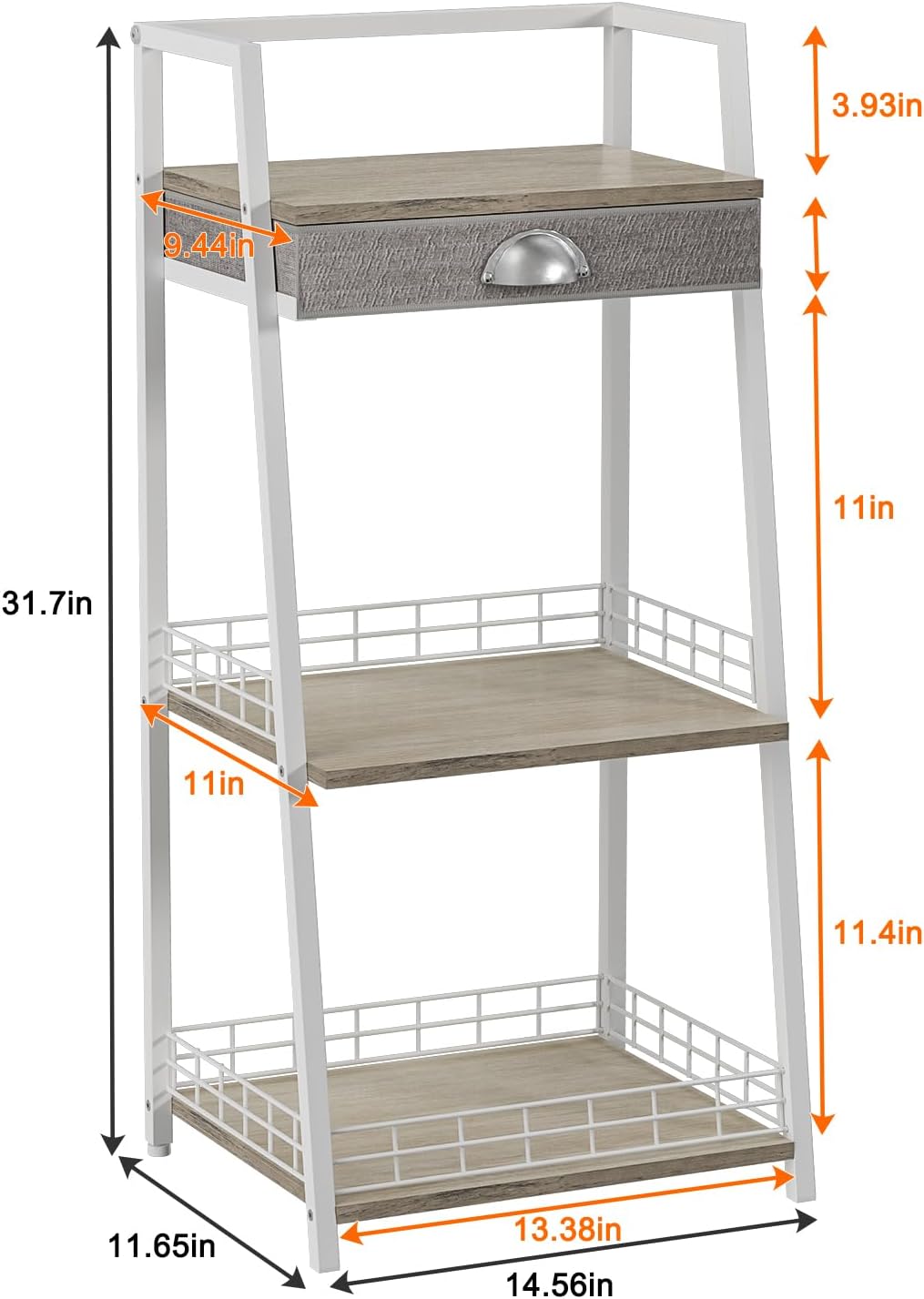 keomaisyto 3-Tier Small Bathroom Shelves with Drawer, Floor Storage Shelf, Small Bathroom Stand Rack, Freestanding Ladder Shelf for Living Room Bedroom, White