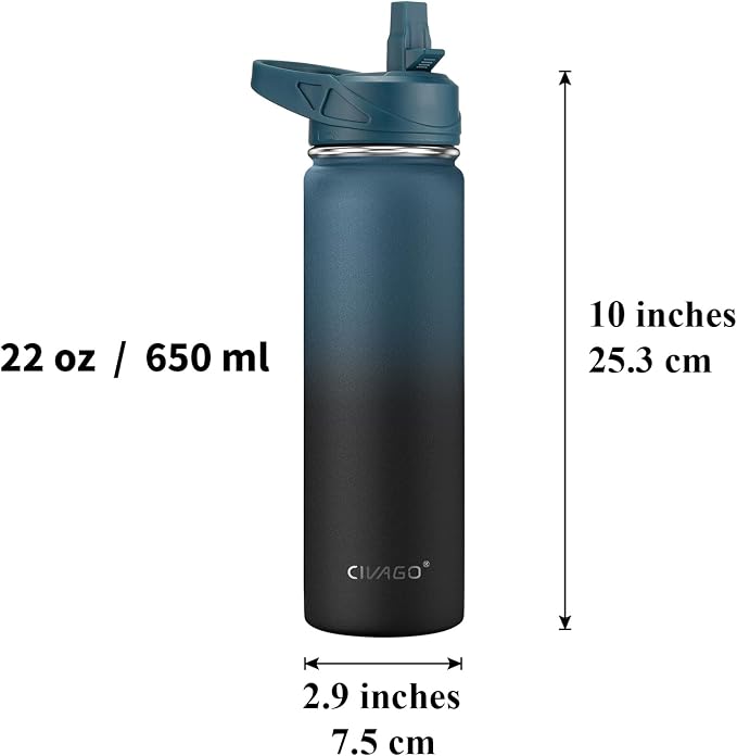 CIVAGO 22 oz Insulated Stainless Steel Water Bottle