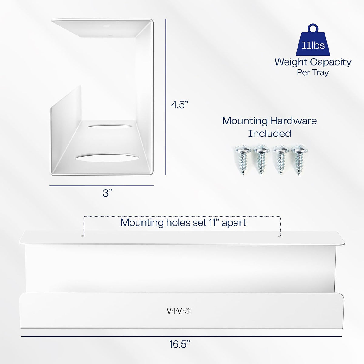 VIVO 2 Pack White 17 inch Under Desk Cable Management Tray, DESK-AC06-2CW