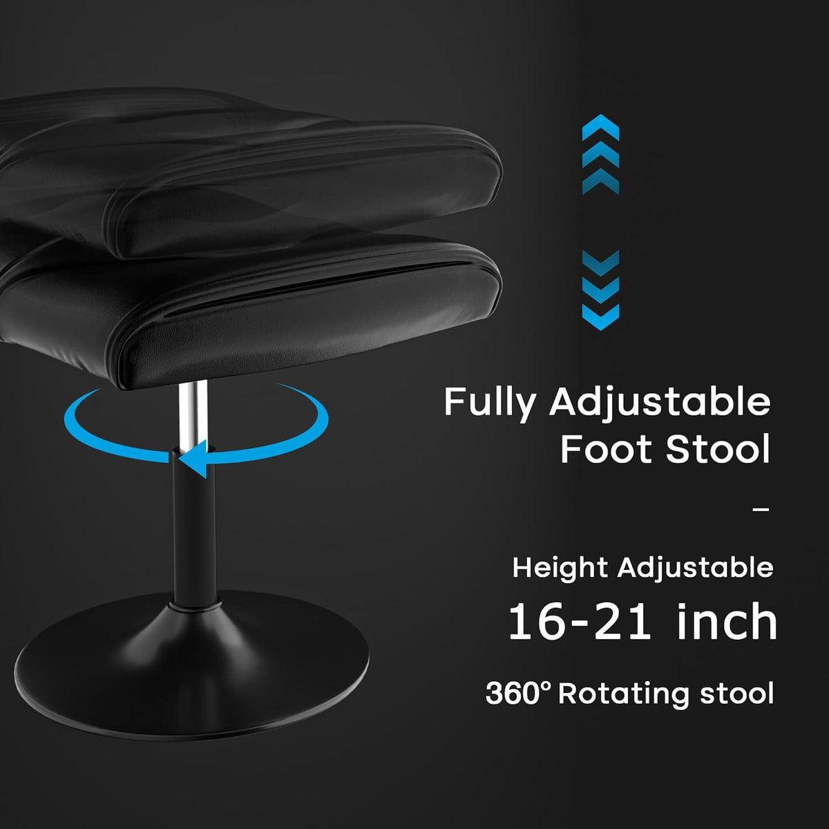 VECELO Office Foot Rest Under Desk Ottoman, Height Adjustable, Black