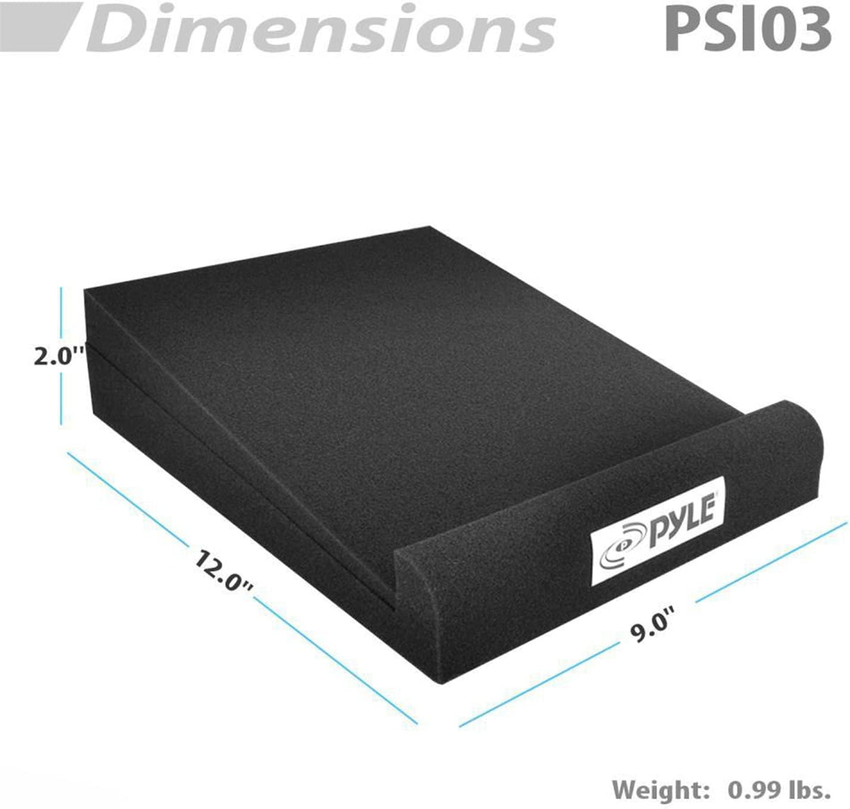 Pyle Sound Dampening Speaker Riser Foam - Audio Acoustic Noise Isolation Platform Pads Recoil Stabilizer For Studio Monitor, Subwoofer, Loud Speakers - Pyle PSI03 - Pack of 2,Black