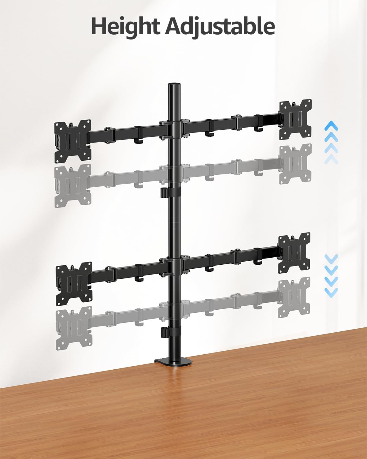 MOUNTUP Quad Monitor Stand, 4 Monitors Desk Mount for 17 to 32 inch Computer Screens, Fully Adjustable Stacked Mount with Tilt Swivel, 4 Heavy Duty Monitor Mount, Holds up to 17.6lbs per Arm