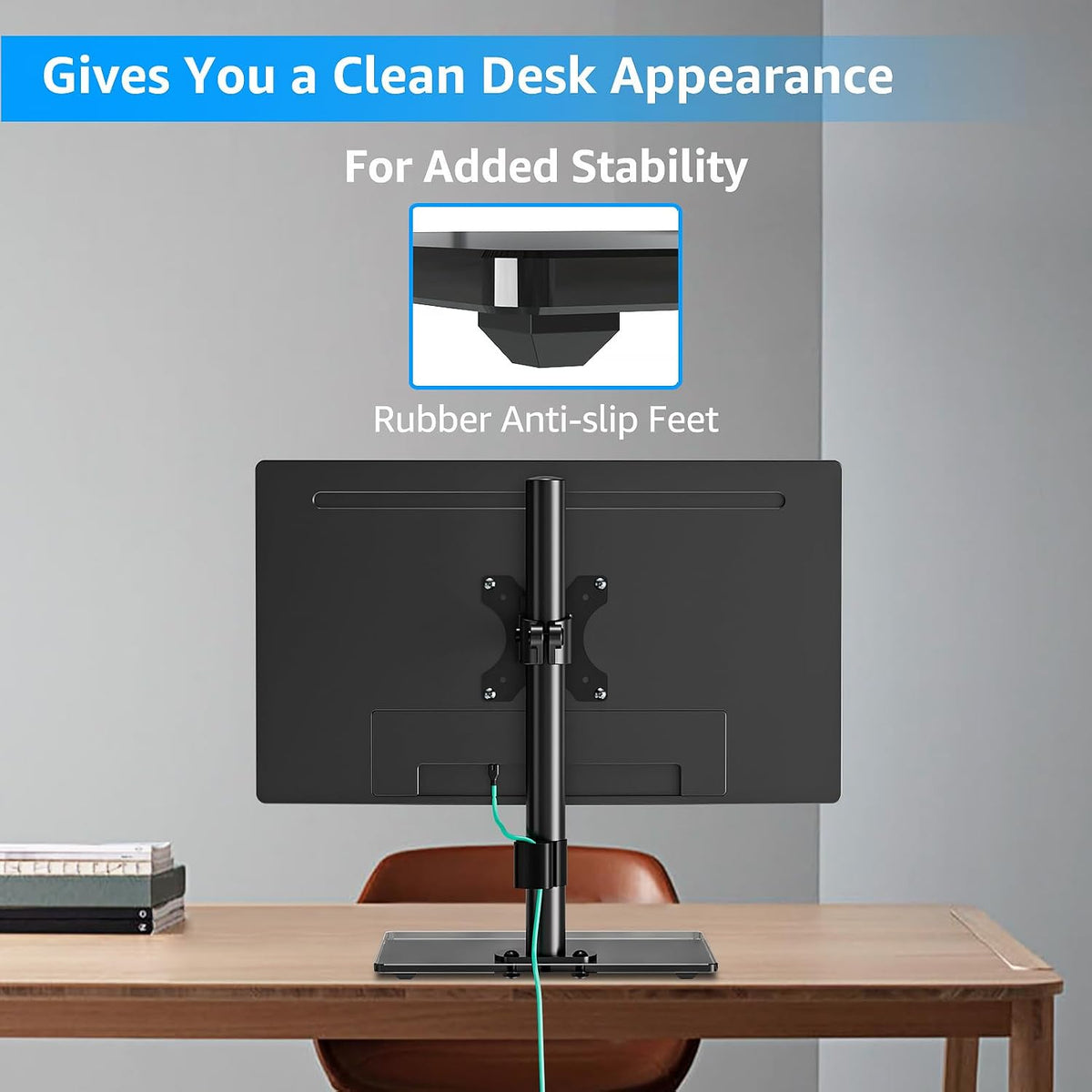 MOUNTUP Monitor Stand for Desk, Freestanding Monitor Mount Fits 13-32 inch Screen up to 19.8 lbs, Screen Stand with Swivel, Height, Rotation Adjustment, VESA Mount 100 x 100mm, 75 x 75mm