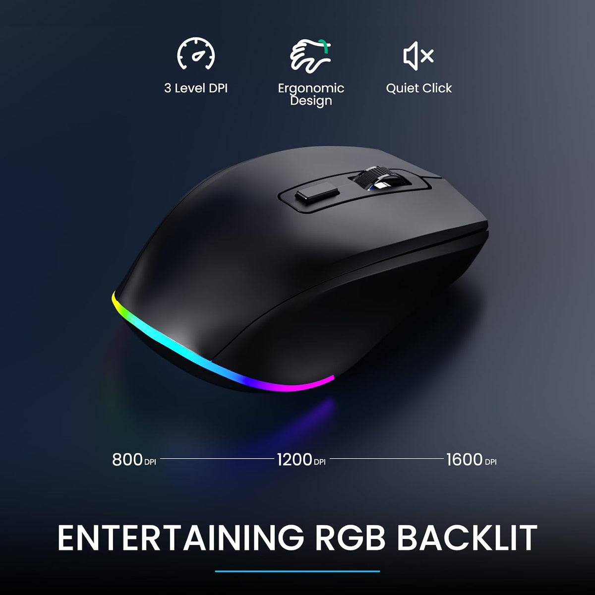 Wireless Keyboard and Mouse Combo - Dual System RGB Backlit Mouse and Keyboard,2.4G Rechargeable,Full-Sized Ergonomic Silent Design with Phone Holder for Windows Mac PC Laptop (Black-V3)
