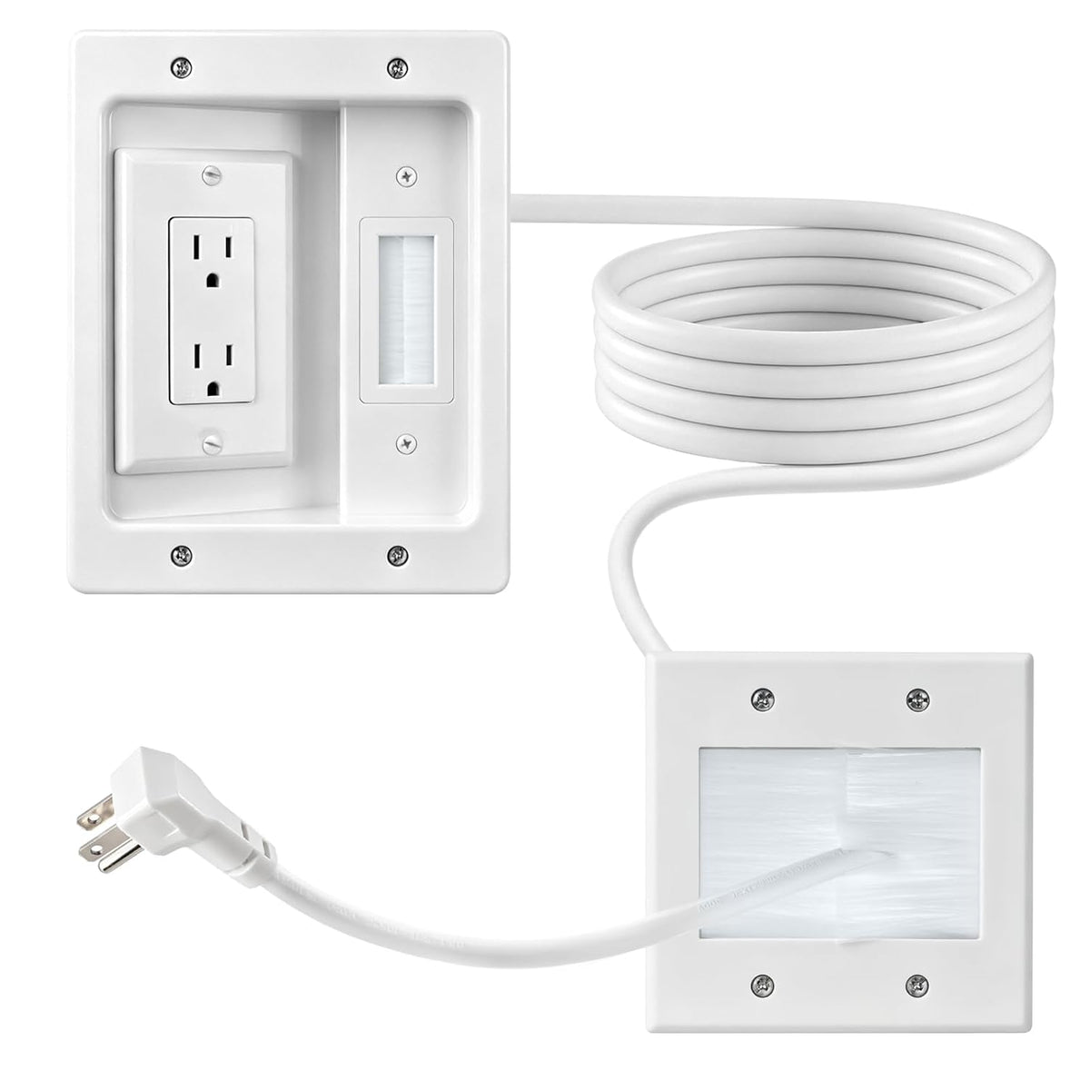 in Wall Cable Management Kit, TV Cable Hider Wall Kit, Hide Messy Wires, Recessed Outlet Box with 9.8FT Cord for Wall Mount TV, Home Theater, Cords Organizer, Living Room, Family Room, Office