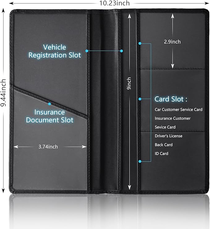 Leather Car Registration and Insurance Cards Holder Compatible with Dodge Challenger Durango SRT 392 Cars, Vehicle Glove Box Car Organizer with Magnetic Shut, Documents License for 392 Owners