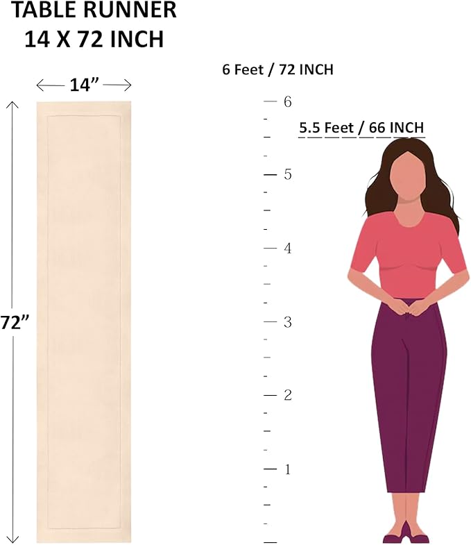 Solino Home Cotton Linen Ivory Table Runner 72 Inches Long - Hemstitch Table Runner 14 x 72 Inch for Dresser, Dining, Fall, Autumn, Halloween, Thanksgiving, Christmas, Holiday